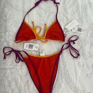 Vibrant Orange and Purple Bikini Set